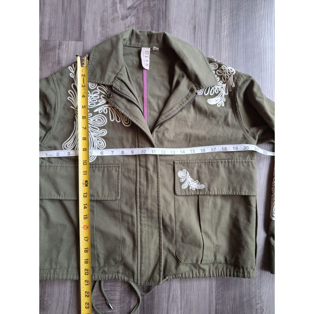 Anthropologie Dolan Embroidered Utility Jacket Green Oversized Small - Picture 9 of 11
